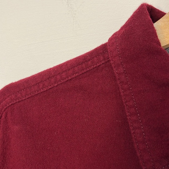 Eddie Bauer Cotton Flannel Men's Shirt Size L Maroon Red Long Sleeve Button Up - Picture 4 of 14